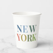 New York: Farbiger Text Pappbecher (Rückseite)