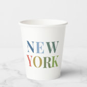 New York: Farbiger Text Pappbecher (Vorderseite)