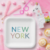 New York: Farbiger Text Pappteller (Party)