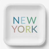 New York: Farbiger Text Pappteller (Vorderseite)