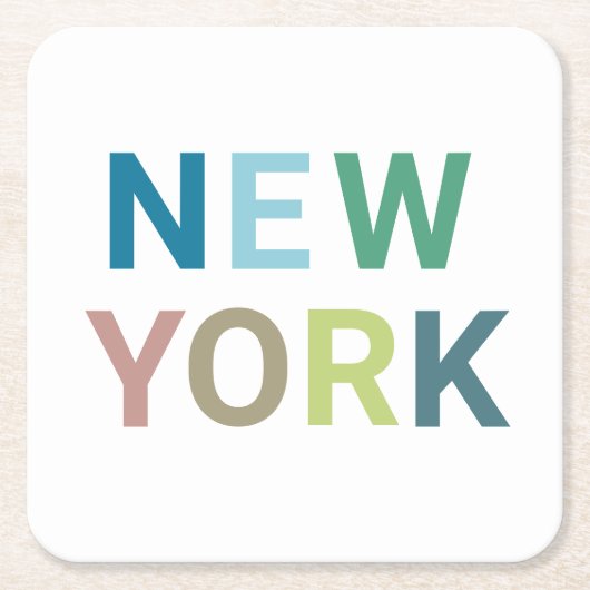 New York: Farbiger Text     Rechteckiger Pappuntersetzer (Vorderseite)