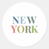 New York: Farbiger Text Runder Aufkleber (Vorderseite)