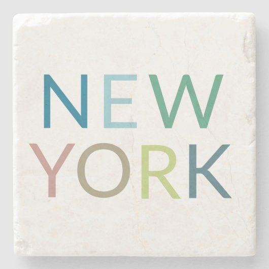 New York: Farbiger Text   Steinuntersetzer (Vorderseite)