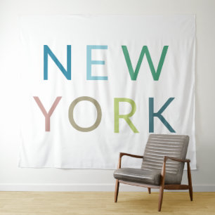 New York: Farbiger Text Wandteppich