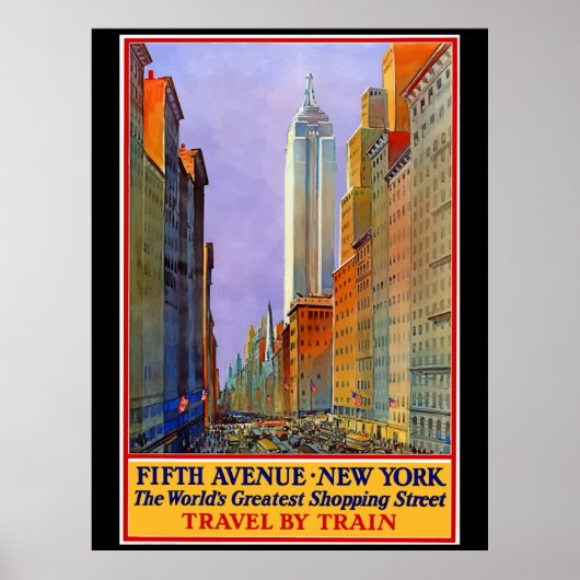 New York, Fifth Avenue, Vintage Poster, Poster (Vorne)