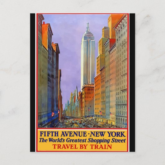 New York, Fifth Avenue, Vintage Poster, Postkarte (Vorderseite)