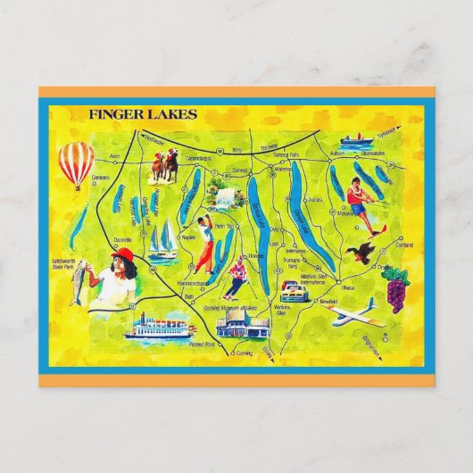 New York Finger Lakes Illustrierte Postkarte (Vorderseite)