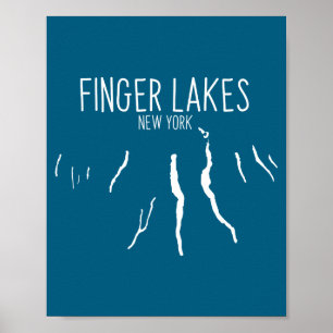 New York Finger Lakes Kartendesign Poster