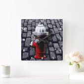 New York Fire Hydrant Illustration Quadratische Wanduhr (Zuhause)
