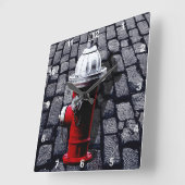 New York Fire Hydrant Illustration Quadratische Wanduhr (Winkel)