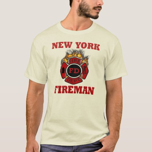 New York Fireman Symbol Flames T-Shirt (Vorderseite)