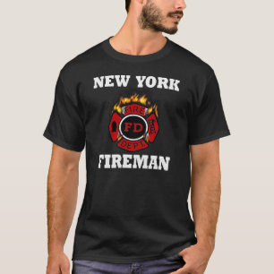 New York Fireman Symbol Flames T-Shirt