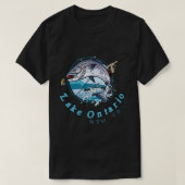 New York Fish Lake Ontario Lachs Angeln T-Shirt (Design vorne)
