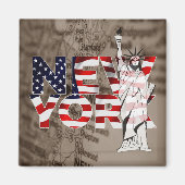 New York Flag Map Liberty Collage Magnet (Vorne)
