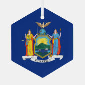 New York Flag, The Empire State, American Colonies Ornament Aus Glas (Rückseite)