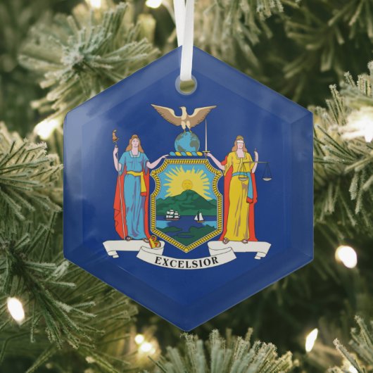 New York Flag, The Empire State, American Colonies Ornament Aus Glas (Insitu)