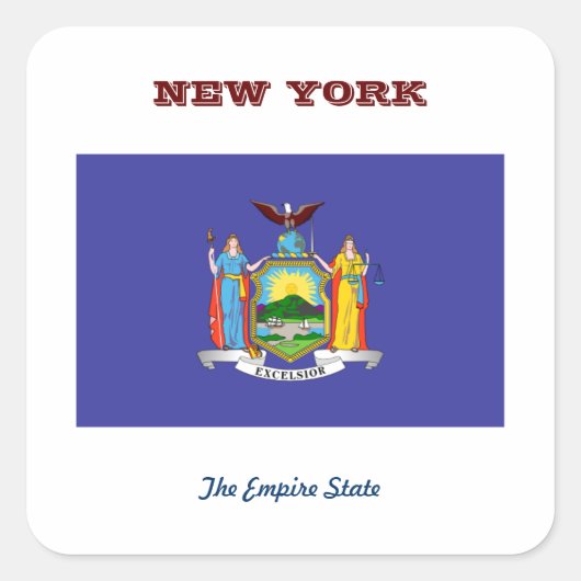 NEW YORK FLAG UND SLOGAN QUADRATISCHER AUFKLEBER (Vorderseite)