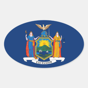 New York Flagge Ovaler Aufkleber