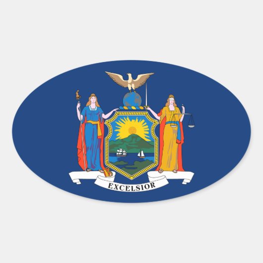 New York Flagge Ovaler Aufkleber (Vorderseite)