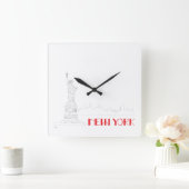 New York, Freiheitsstatue Cool Quadratische Wanduhr (Zuhause)