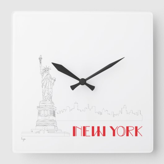 New York, Freiheitsstatue Cool Quadratische Wanduhr (Vorderseite)