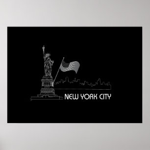 New York - Freiheitsstatue - USA Flag Graphic Poster
