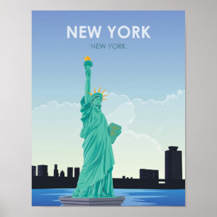 New York Freiheitsstatue Vintage Reiseposter Poster