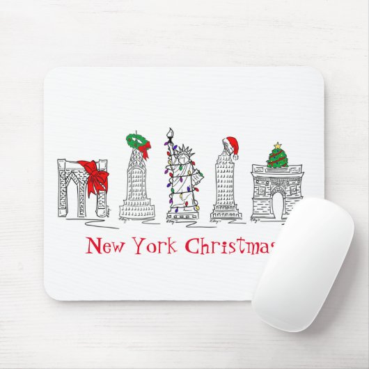 New York Frohe Weihnachten NYC Holiday Sehenswürdi Mousepad (Mit Mouse)