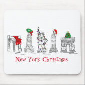 New York Frohe Weihnachten NYC Holiday Sehenswürdi Mousepad (Vorne)
