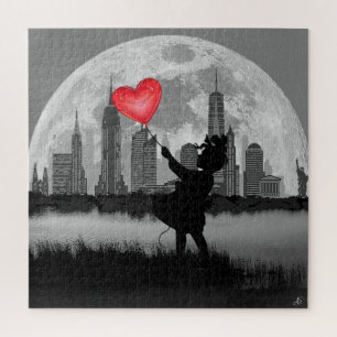 NEW YORK Full Moon Girl Herzballon Puzzle
