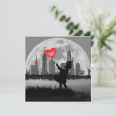 NEW YORK Full Moon Girl mit Heart Balloon Art Card (Stehend Vorderseite)