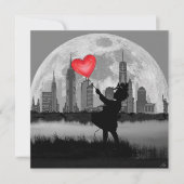 NEW YORK Full Moon Girl mit Heart Balloon Art Card (Vorderseite)