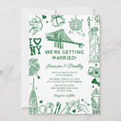 New York Fun Doodle Wedding Einladung (Vorderseite)
