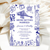 New York Fun Doodle Wedding Einladung