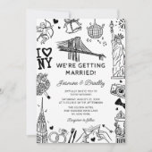 New York Fun Doodle Wedding Einladung (Vorderseite)