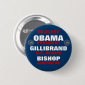 New York für Bischof Obama Gillibrand Button (Vorne & Hinten)