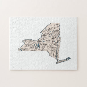New York geformte Vintage-Bildkarte Puzzle