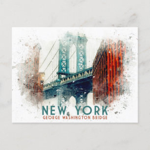 New York George Washington Bridge Retro-Reise Postkarte