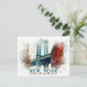 New York George Washington Bridge Retro Travel Postkarte (Stehend Vorderseite)