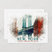 New York George Washington Bridge Retro Travel Postkarte (Vorne/Hinten)