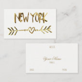 New York Gold Look Typografie USA City Elegant Visitenkarte (Vorne/Hinten)