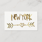 New York Gold Look Typografie USA City Elegant Visitenkarte (Vorderseite)