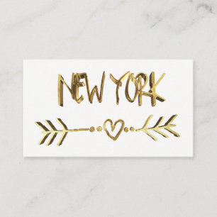 New York Gold Look Typografie USA City Elegant Visitenkarte