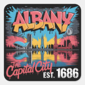 New York Graffiti Mural Street Art Design Quadratischer Aufkleber (Vorderseite)