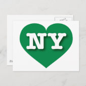 New York Green Heart - I Liebe NY Postkarte (Vorne/Hinten)