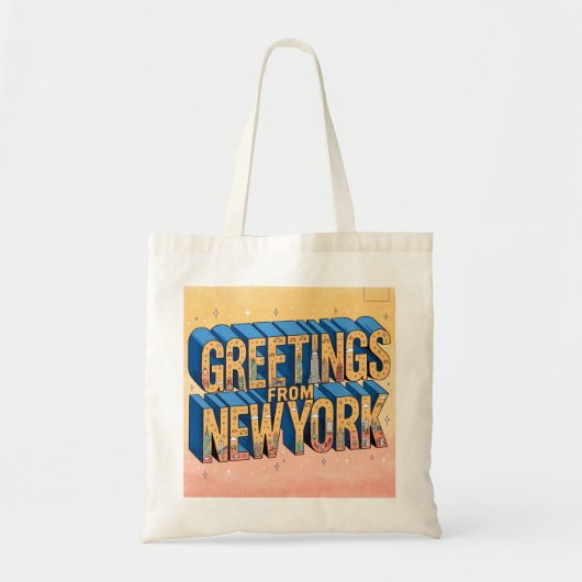 New York Großbuchstaben-Postkartenposter Tragetasche (Vorne)