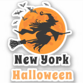 New York Halloween Hexenhecker Aufkleber