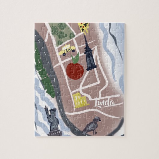 New York Hand Drawing Künstlerisch Kids City Puzzle (Vertikal)