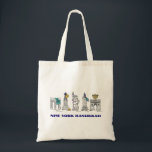 New York Hanukkah NYC Chanukah Holiday Tote Bag Tragetasche<br><div class="desc">Eine originelle Brien-and-Tinte-Illustration verschiedener New Yorker Sehenswürdigkeiten,  die für die Urlaubssaison "gekleidet" sind. Perfekt für Hanukkah!</div>