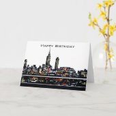 New York Happy Birthday Card Karte (Gelbe Blume)